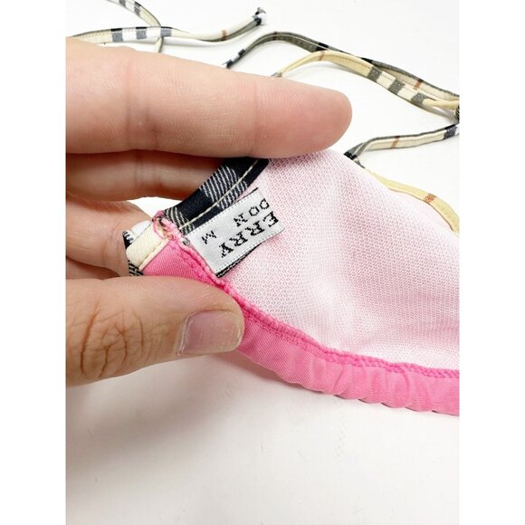 Burberry London Womens Y2K Nova Check Trim Triangle Bikini Top Pink Medium - Picture 4 of 5